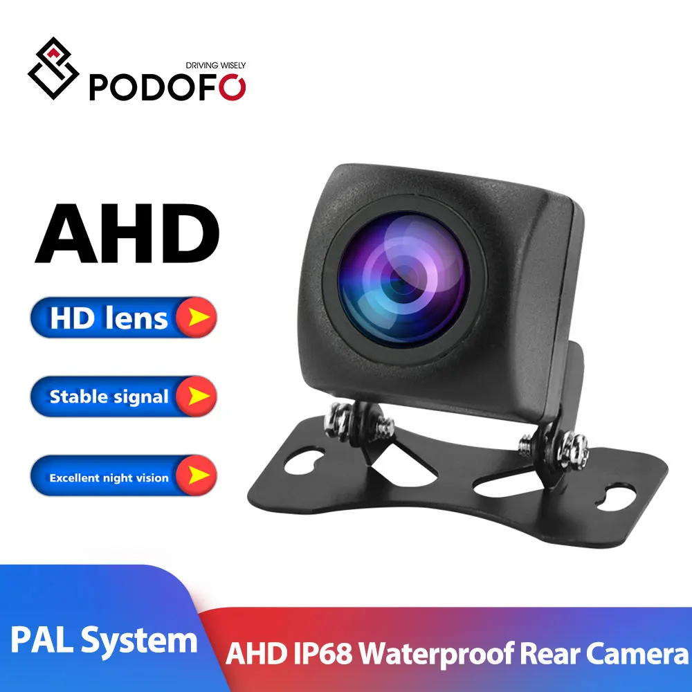 

Podofo AHD Rear View Camera Car Back Reverse Camera IP68 Waterproof Night Vision Parking Assistance Rearview Backup Camera