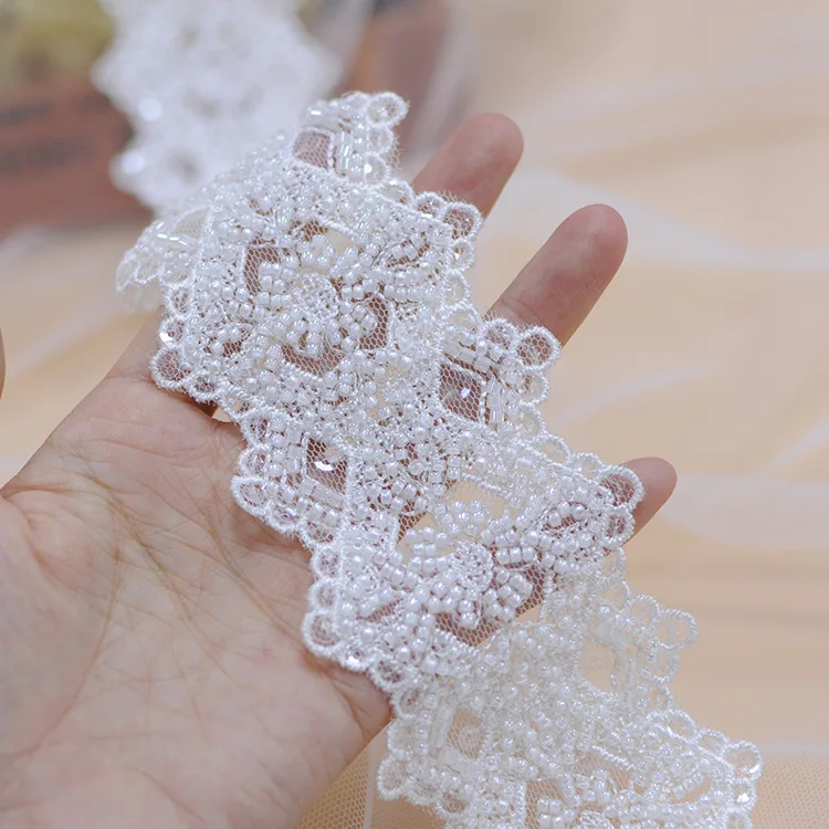 

Bridal Beaded Lace Veil Headband Doll Clothes Accessories Lace (3Yard/10yards)pack