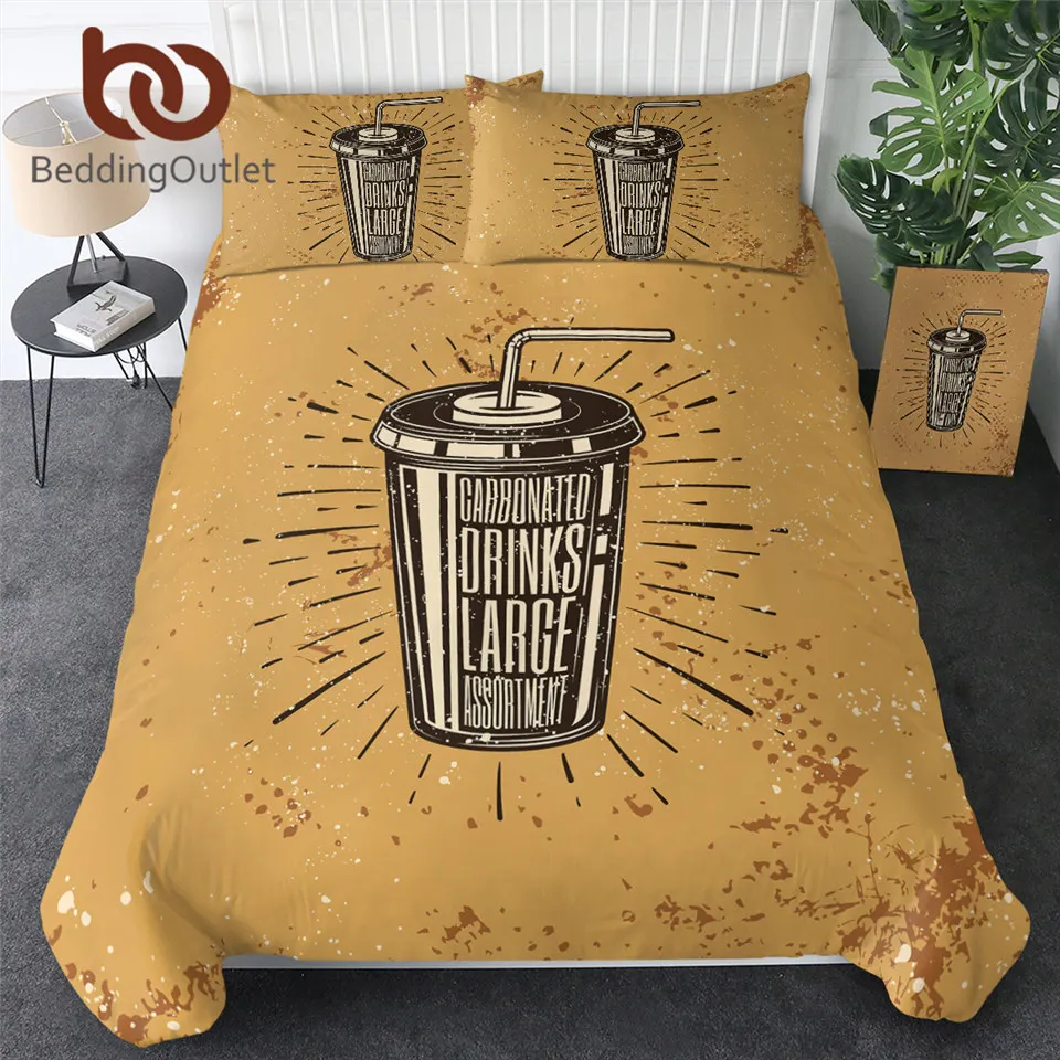 

BeddingOutlet Cup Duvet Cover Drink Bottle Bedding Set Vintage Home Textiles Childhood Memory Bed Coverlet for Kids Dropship