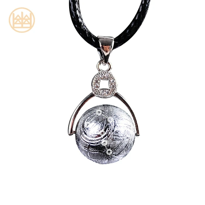 

Natural Gibeon Iron Meteorite Moldavite Pendant 10mm 12mm Round Sphere Carved Women Men Necklace AAAAA