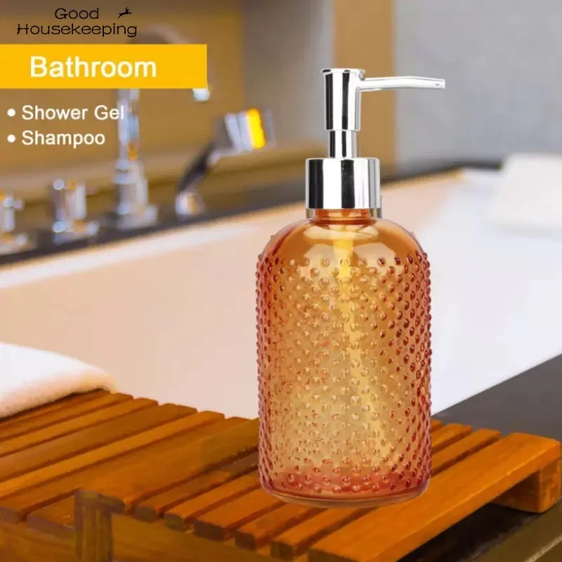 Glass Hand Liquid Soap Dispenser Pump Shampoo Bottle Shower Gel Storage Box Kitchen Sink Bathroom Accessories Set 330ml 400ml