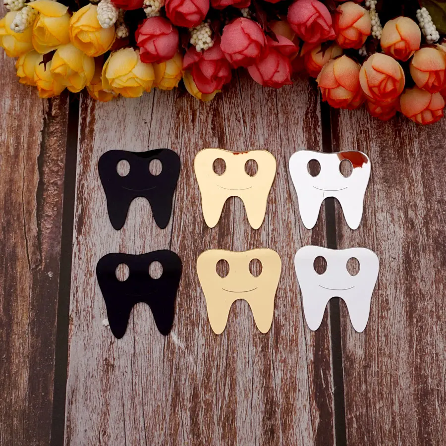 50pcs/Lot 4cm Cute Molar Shaped Cartoon Teeth Decoration Mirror Wall Stickers DIY Party Acrylic Stickers for Home Decor