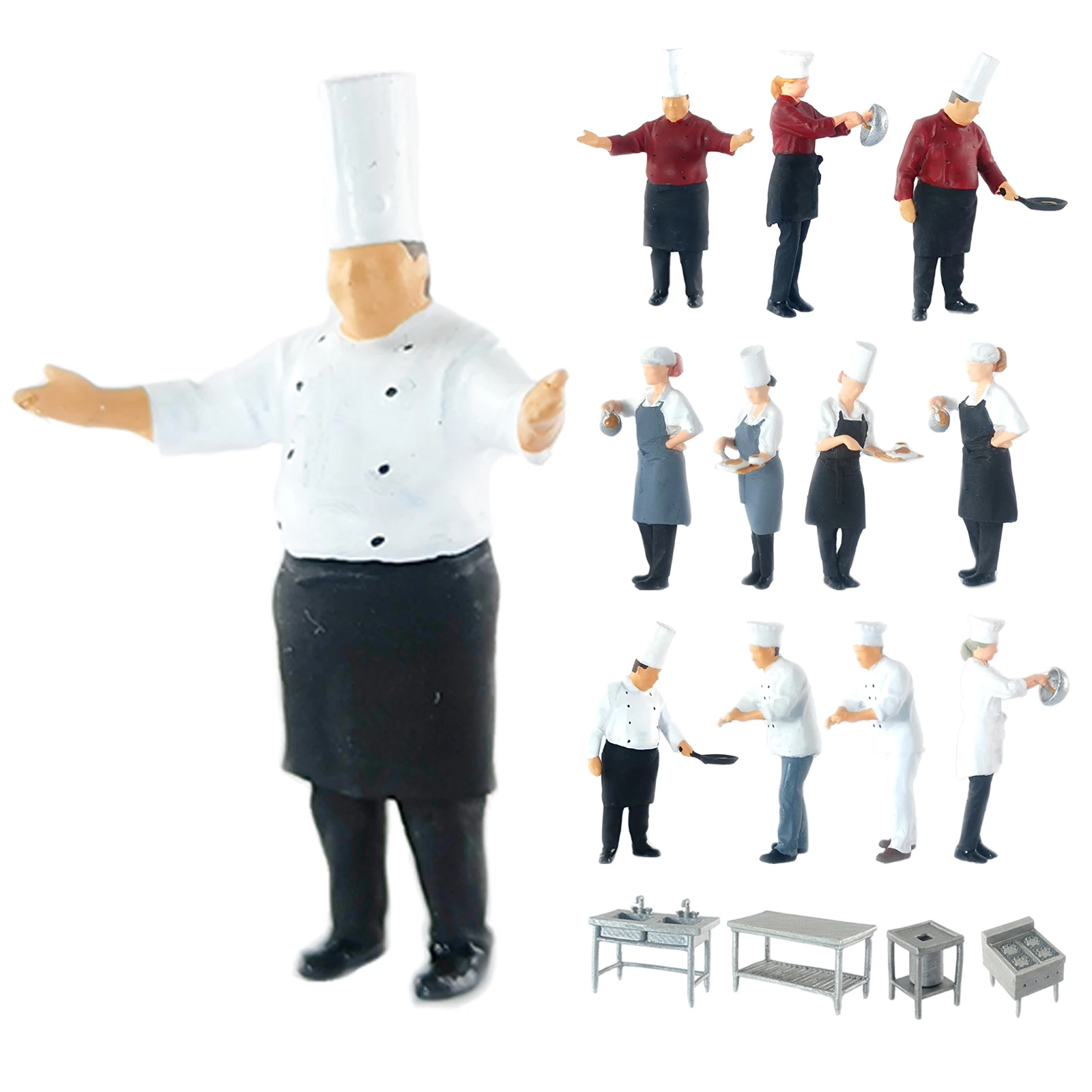 Model Building Scene 1:64 Scale Painted Figures Chef Figurines Person for Model Railway Trains