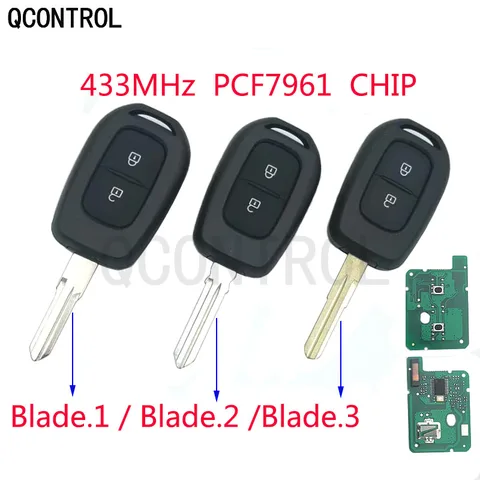 QCONTROL дистанционный 2-кнопочный автомобильный ключ 433 МГц с чипом PCF7961M HITAG AES для Renault Sandero Dacia Logan Lodgy Dokker Duster 2016