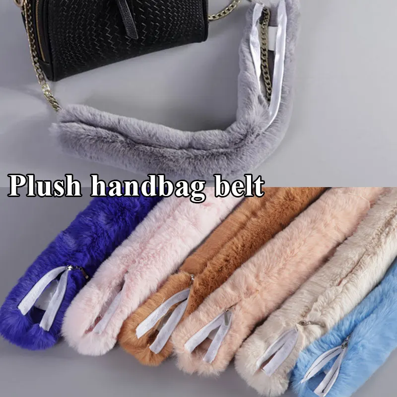 Winter Fashion Plush Bag Strap Women Shoulder Handbag Strap Belt Faux Fur Bag Belts accessories Decorative Handbag Handles strap