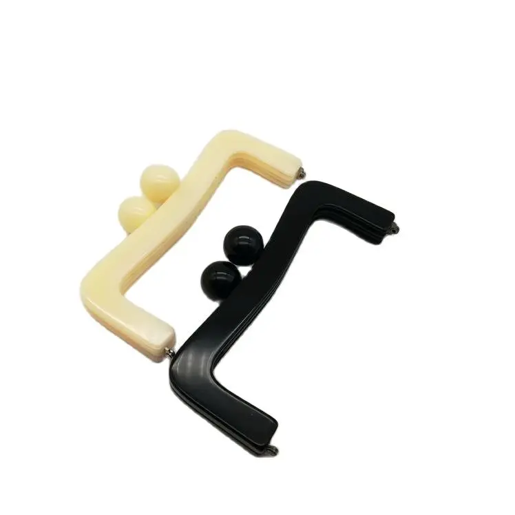 Manufacturers Supply 20x7.5CM Big Ball Clasp Black Acrylic Evening Bag Handle Handbag Accessories Plastic Purse Frame Obag Parts