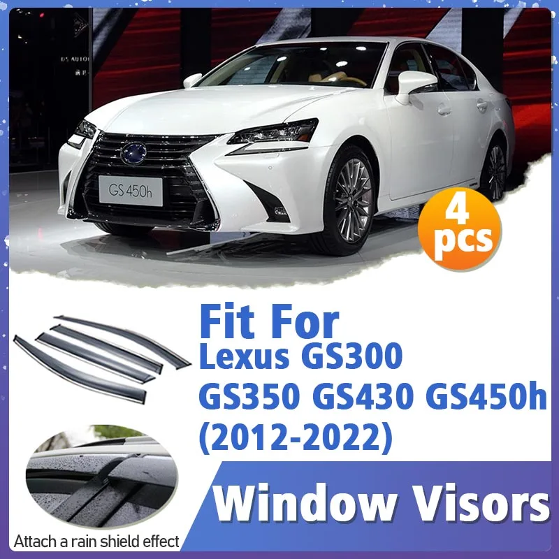 

Window Visor Guard for Lexus GS300 GS350 GS430 GS450h 2012-2022 Vent Cover Trim Awnings Shelters Protection Sun Rain Deflector