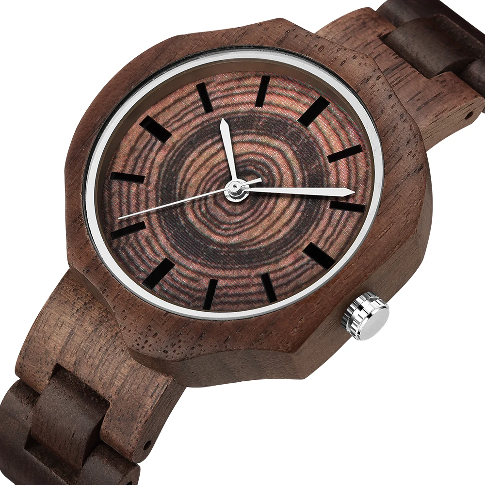 Relojes de madera de lujo únicos para mujer, reloj de pulsera de correa de madera de cuarzo femenino elegante, relojes irregulares de esfera Simple, moda 2021