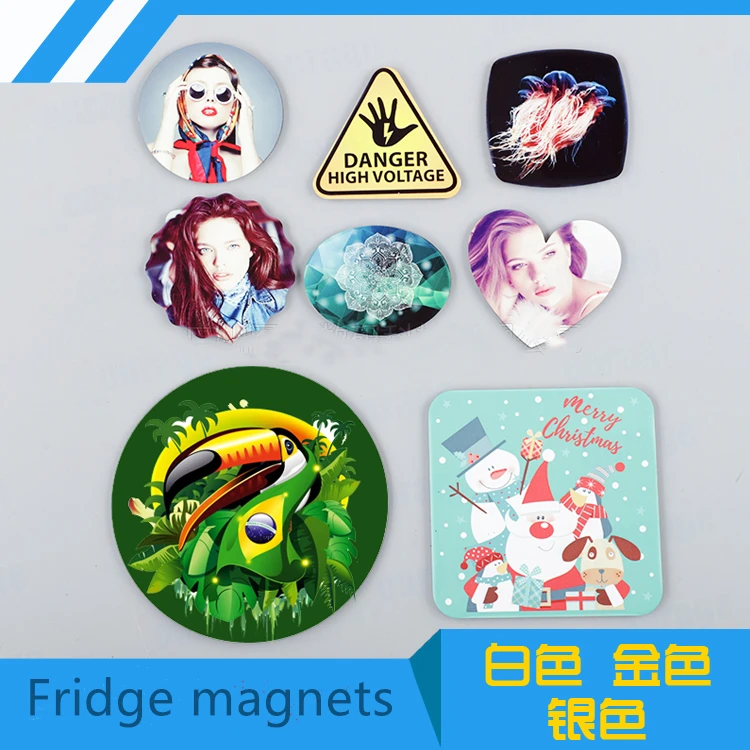 

Free Shipping 15PCS/lot Sublimation blank refrigerator sticker heat ink print DIY gift three colors and many shapes