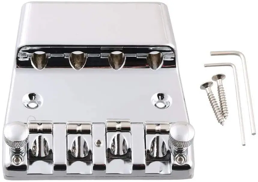 

Guitar parts Fixed Metal Bass Guitar Bridge 4 String with Tool Set Hardtail Saddle Bridge for 4 String Bass bridge