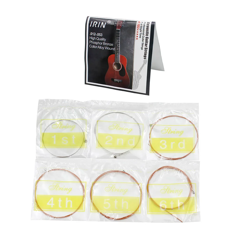 

6Pcs/Set Acoustic Folk Guitar Strings Phosphor Bronze Stainless Steel Wire Strings Musical Instrument Guitar Parts Accessories
