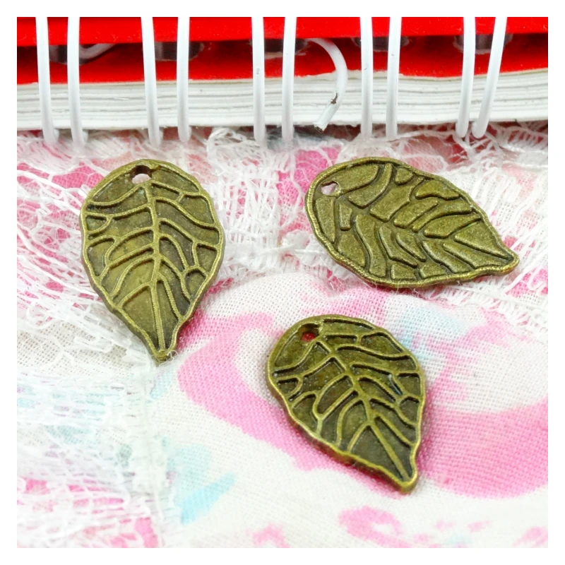 100 PCS Charms tree leaf 18*11MM Antique Bronze Plated tree leaf Pendant Vintage DIY Handmade Jewelry