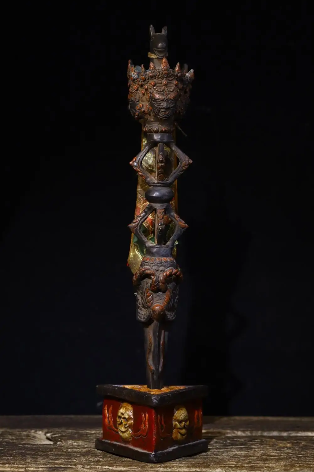 

16"Tibetan Temple Collection Bronze Painted Hayagriva Buddha Dorje Vajra Phurba Amulet Dharam Worship Hall Town house Exorcism