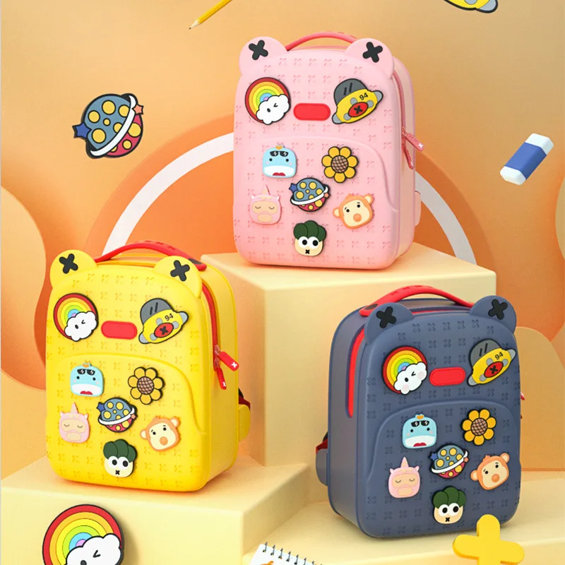 Mochila transpirable de gran capacidad para niños, bolsa de mensajero impermeable con patrón DIY, para estudiantes de jardín de infantes, mochila escolar LB389