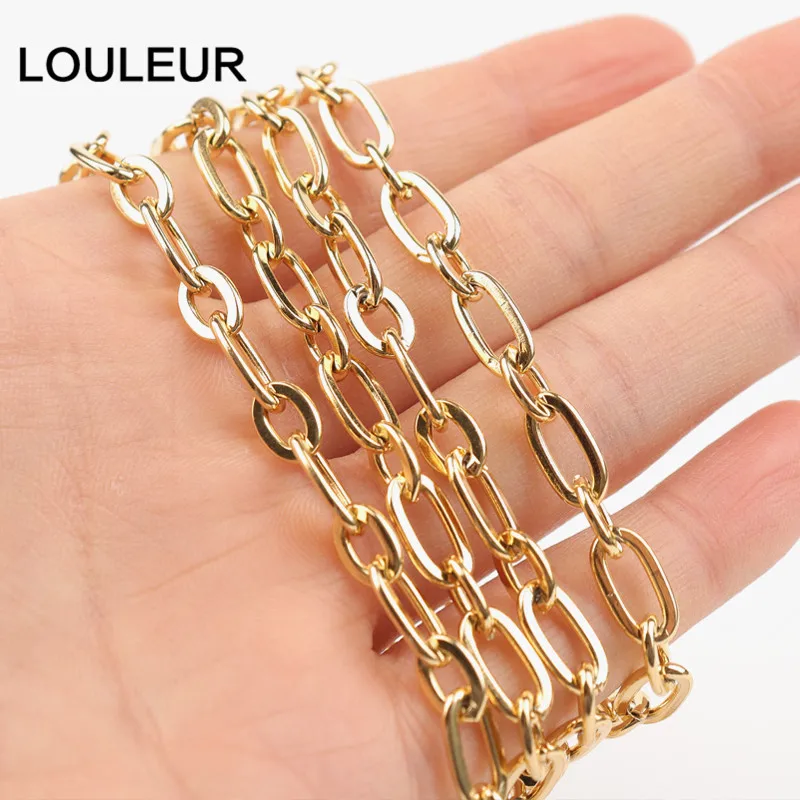 

1 Meter Stainless Steel Chain Rolo Cable Chains Flat Wire Chic 1:1 Chain For DIY Jewelry Making Supplies Lots Bulk Chain