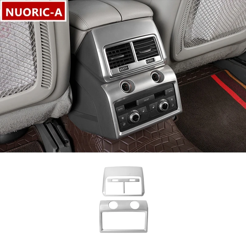Image of Edelstahl Hinten Klimaanlage Vents Rahmen Dekoration Abdeckung Trim Für Audi Q7 2008-2015 Auto Styling Innen Zubehör