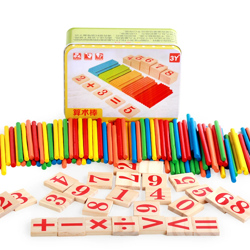 100Pcs Baby Toys Counting Sticks Wooden Number Math Toys Family Game kids Educational blocks Toys Infant Birthday Gift Mix Color