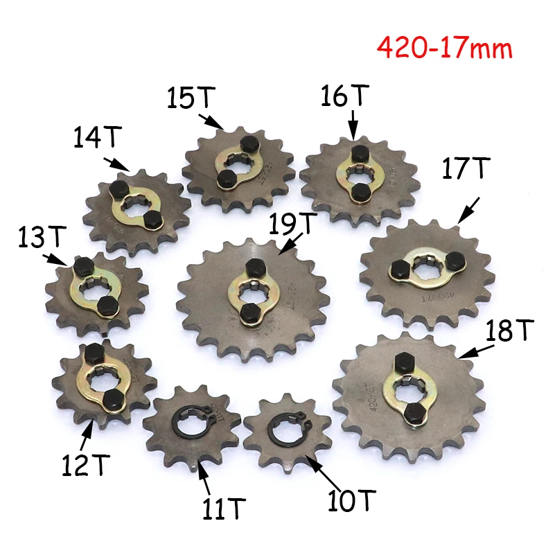420 Zębatka przednia silnika 17 mm 10 11 12 13 14 15 16 17 18 19T Zębatka do Dirt Pit Bike ATV Quad Go Kart Buggy Scooter
