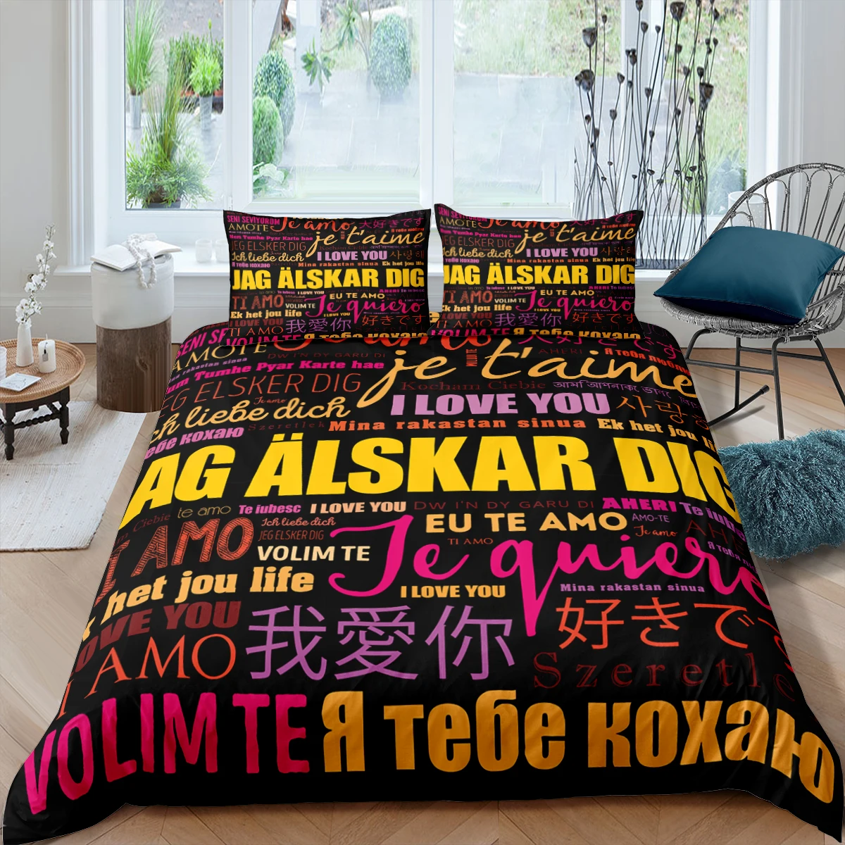 

Home Textiles Luxury 3D Love language Print Duvet Cover Set 2/3 Pcs Pillowcase Kid Bedding Set AU/EU/UK/US Queen and King Size