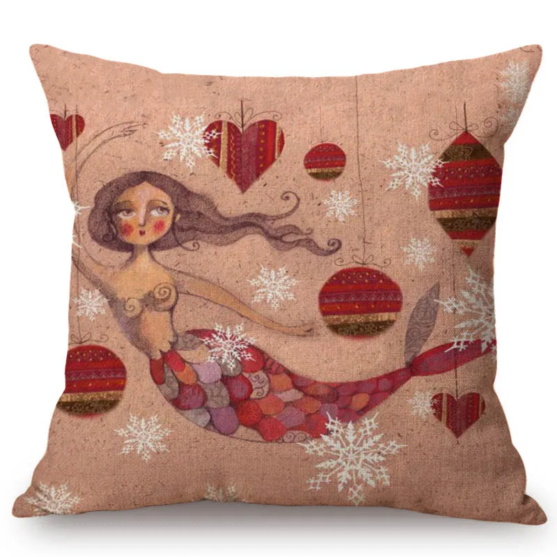 

Abstract Elegant Lady Girl Cartoon Princess Queen Mermaid Lovely Dreamy Art Cotton Linen Sofa Pillow Case Linen Cushion Cover