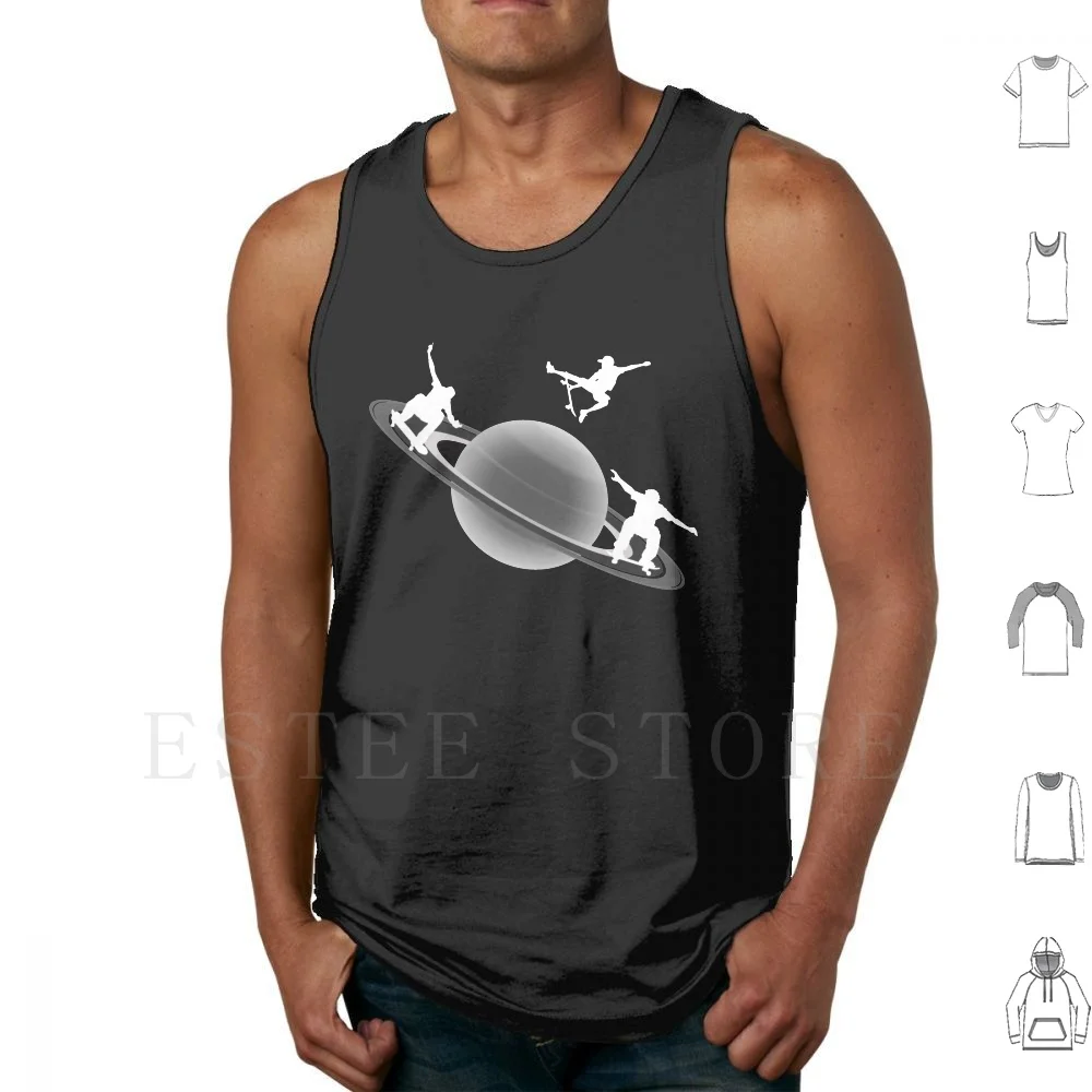 Skateboarding Saturn Tank Tops Vest Cotton Universe Skate Board Skateboard Skateboarding Surf Surfing Boy Man Skater Child