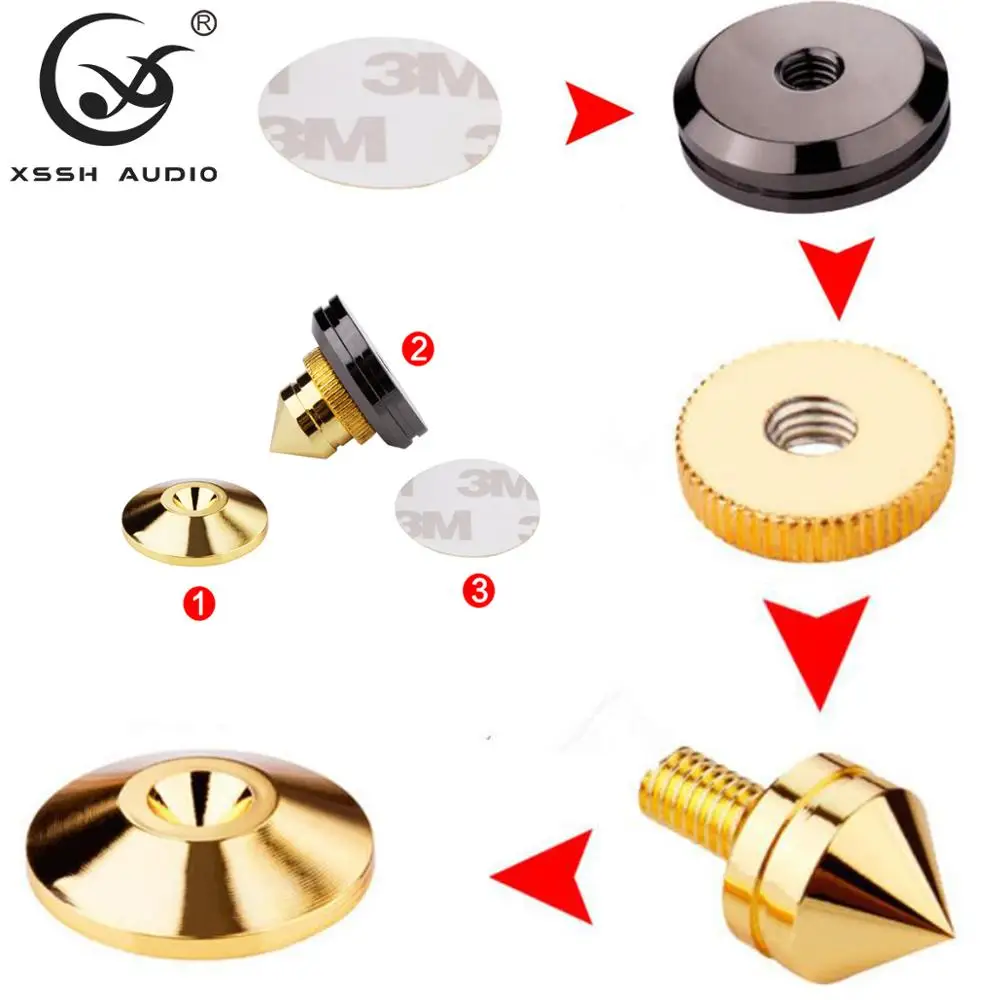 4 шт./8 шт. HiFi XSSH OEM Audio YIVO твердый стальной динамик с изолирующими ножками, латунный, золотистый, серебристый, с покрытием