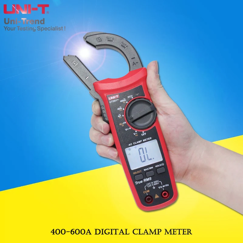 

UNI-T UT201+/UT202+/UT202A+UT203+/UT204+ 400-600A digital clamp meter; automatic range true RMS clamp meter multimeter