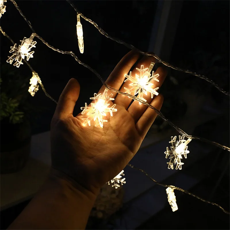 Snowflake LED String Light Battery Operated Christmas Holiday Lamp Twinkle Fairy Lights For Party Wedding Garlands Decoration