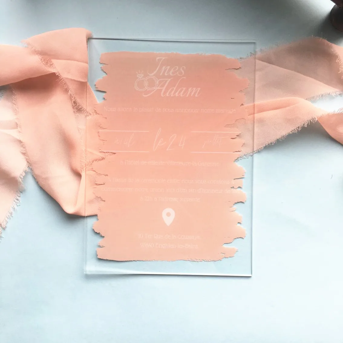 Pink Transparent Hard Lucite 10pcs Elegant Custom Wedding Marriage Invitation Card Laser Cut Handmade Inviations