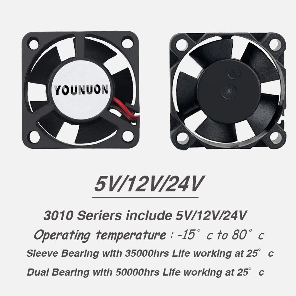 2 шт. YOUNUON двойной шарикоподшипник DC 24 в 12 В 5 в 3 см 30 мм 30x30x10 мм 3010 Бесщеточный мини-кулер охлаждающий вентилятор