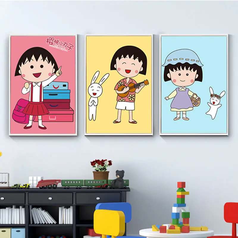 Cute Anime Cherry Maruko Canvas Painting Small Fresh Dining Room Living Room Decoration Wall Art   Posters And Prints Home Decor