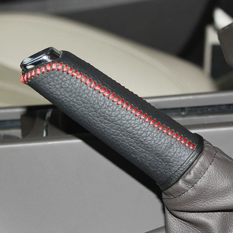 

Car Hand Brake Covers Top Layer Leather Case for Buick Regal GS 2012 Handbrake Grips Cover Auto Genuine Leather Handbrake