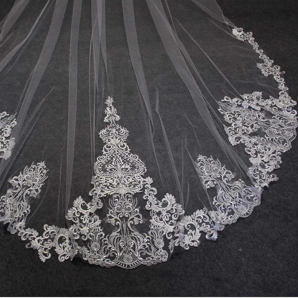 Beautiful Long 2T Wedding Veil with Comb 3 Meters 2 Layers Cathedral Bridal Veil Ivory Veil for Bride Wedding Accessories