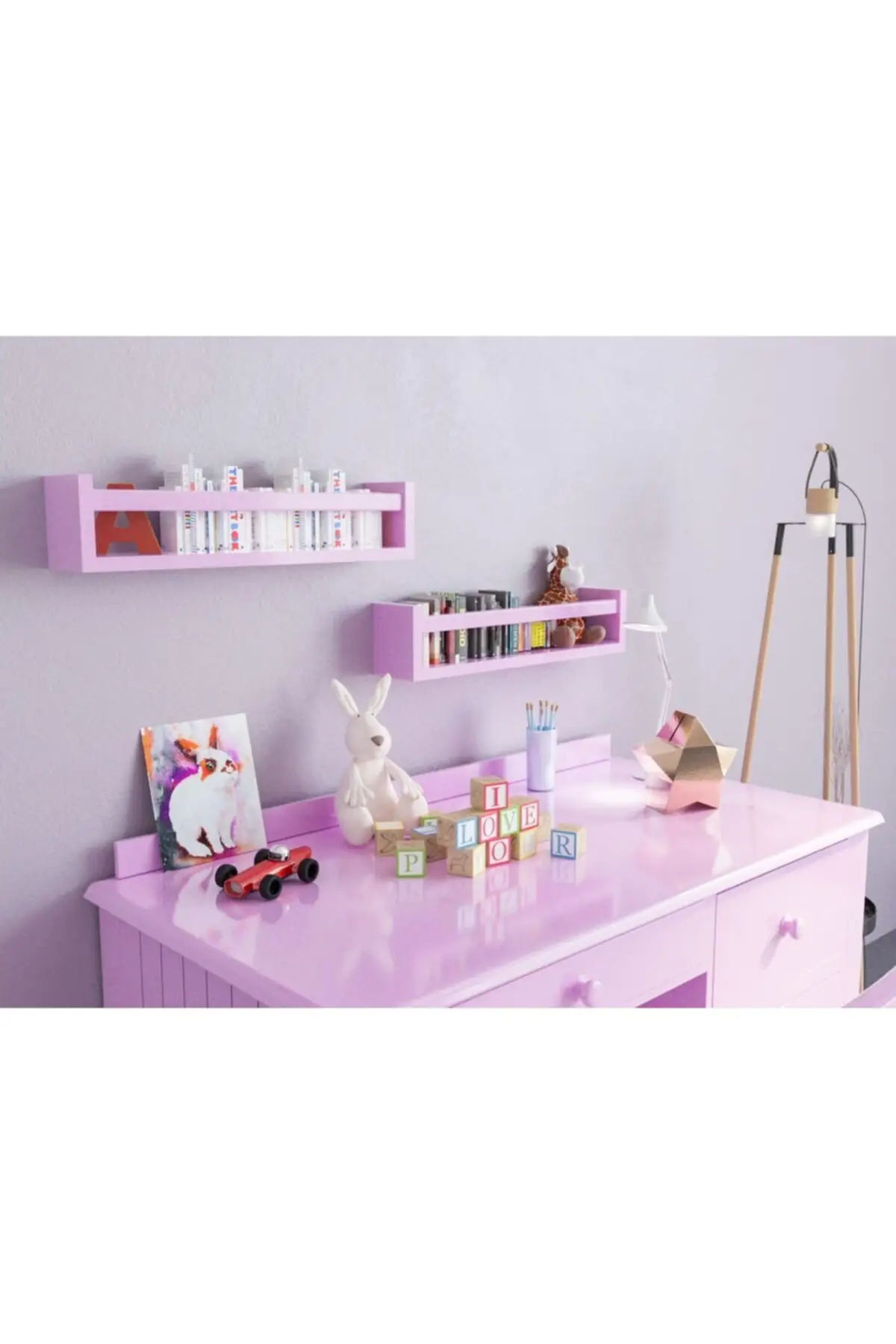 Montessori Kinderen Kamer Educatief Boekenplank Muur Rack Set 2'li