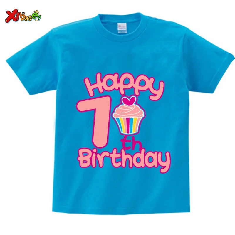 Camiseta de dibujos animados para niños y niñas, ropa con estampado de letras, de manga corta, de verano, número 2, 3, 4, 5, 6, 7, 8