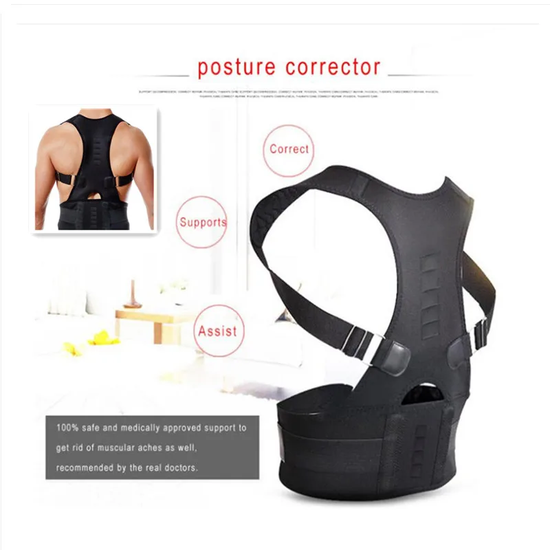 

high quality Adjustable Posture Support Brace Magnet Therapy Straps Back Neck Corrector Spine Support Brace