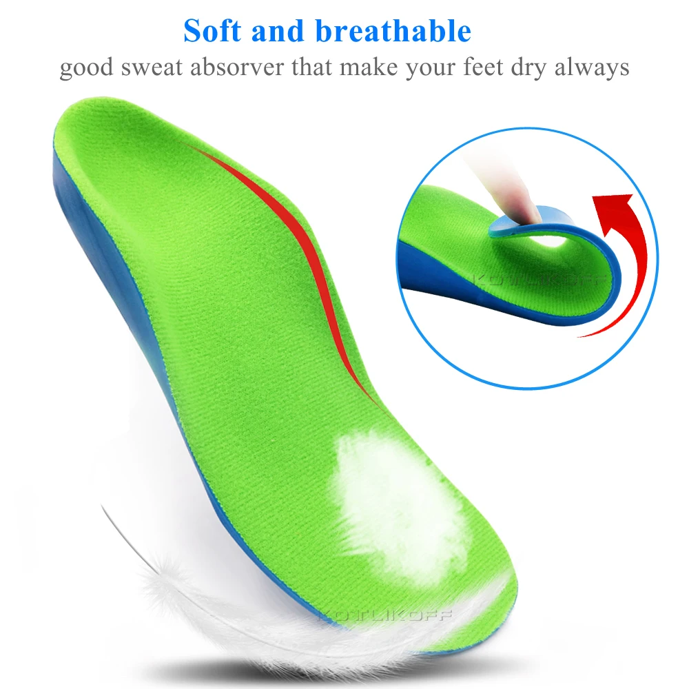 KOTLIKOFF Kids Orthotics Insoles Professional Arch Orthotic Support Insole Correction Care Tool for Kid Flat Foot Shoe Cushion