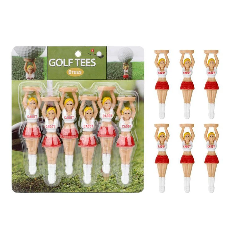 6/12/54 pçs plástico tamanho 75mm/ 2.95 "sexy menina cheerleaders golfe bolas titular presente acessórios