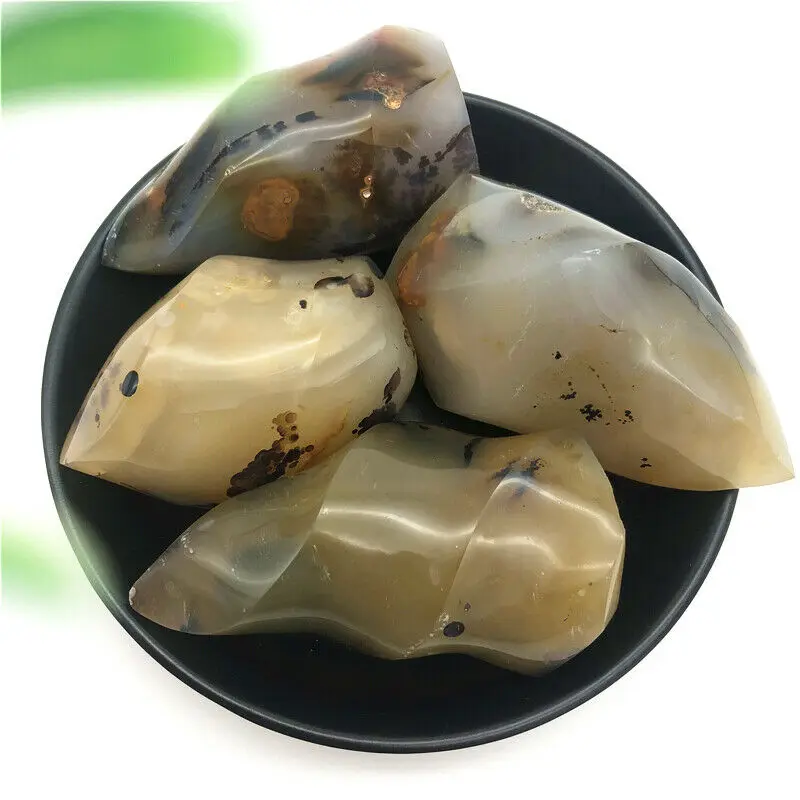 

1PC Natural Ocean Agate Flame Shaped Quartz Crystal Healing Stones Specimen Decor Natural Stones and Minerals