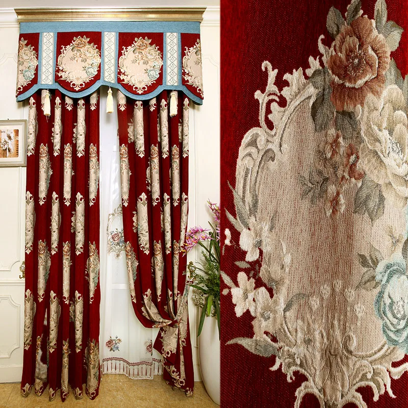 Luxury Curtains For Living Room Peacock Feather Blinds Jacquard Drapes For Bedroom Chinese Window Shading High Shading Panels