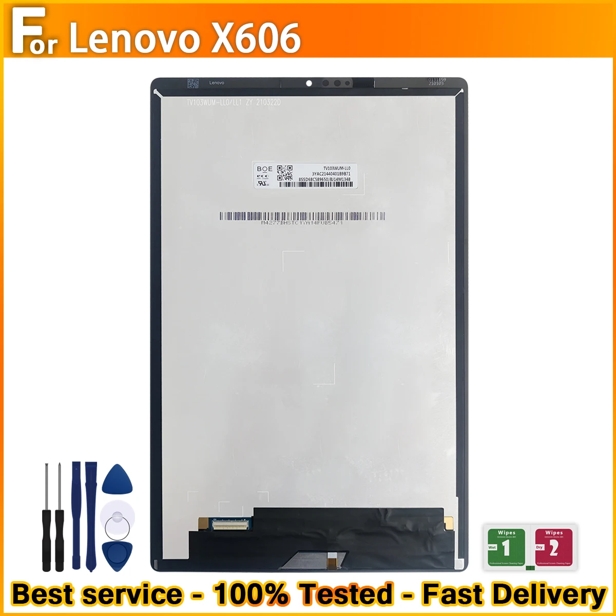 For Lenovo Tab M10 Plus TB-X606F TB-X606X TB-X606 X606 LCD Display Touch Screen Assembly Replacement 100% Tested