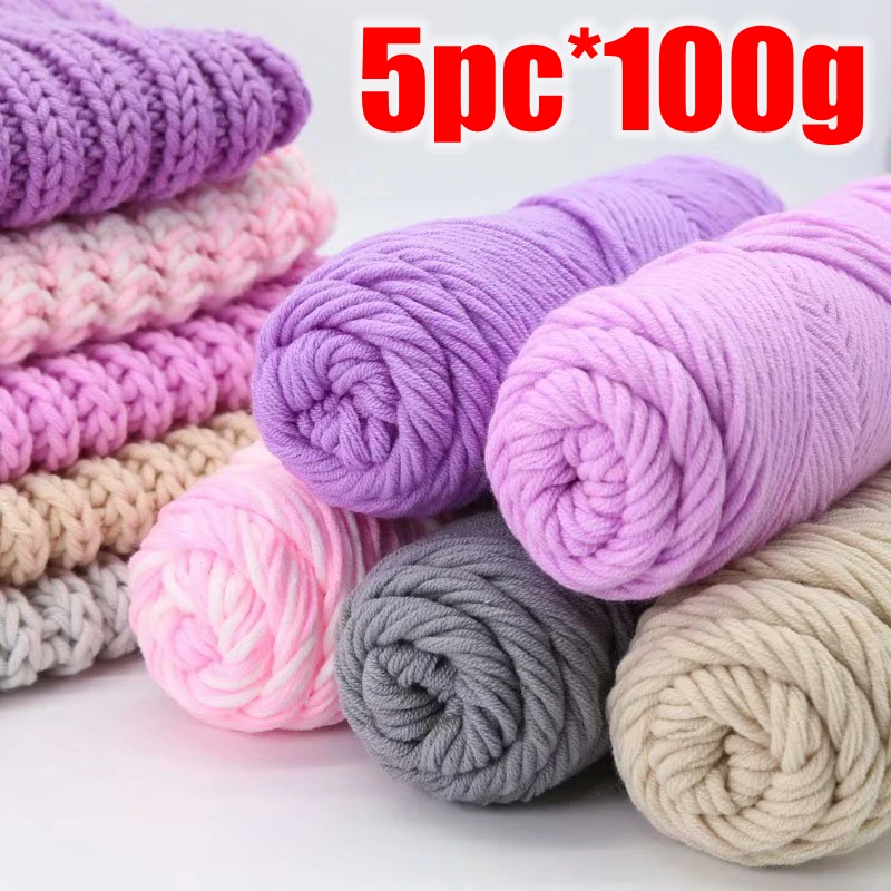 5pcs=500g Hot Sale Thick Cotton Yarn Soft Eco-Friendly Milk Cotton For Hand Knitting Wool Scarf Sweater 8ply