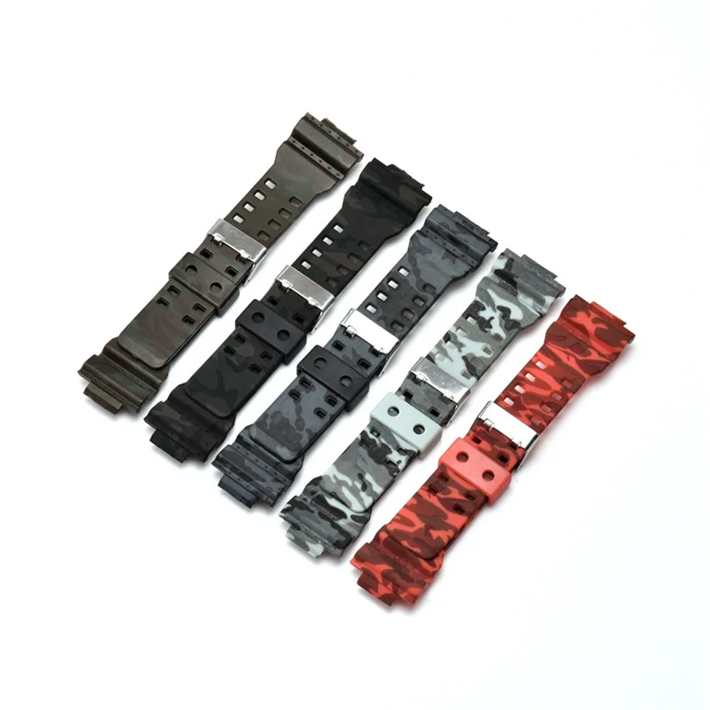 Watch Band for Casio G-Shock GA-100/110/120 150 200 400 700 GD-100/110/120 G-8900 GLS-100 Men Camouflage Silicone Strap 16mm