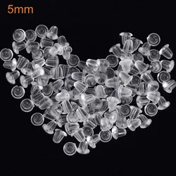 5mm 100pcs Clear Soft Silicone Rubber Earring Backs Safety Round Stopper High Quality Jewelry Accessories DIY Parts Ear Plugging