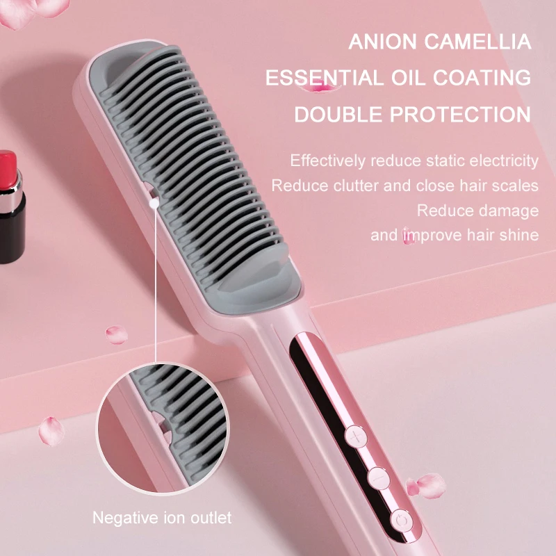 Profissional Hot Combs Anti-scalding Hair Straightener Brush Ceramic Hair Curler Heated Electric Smart Brush Hair Straightener