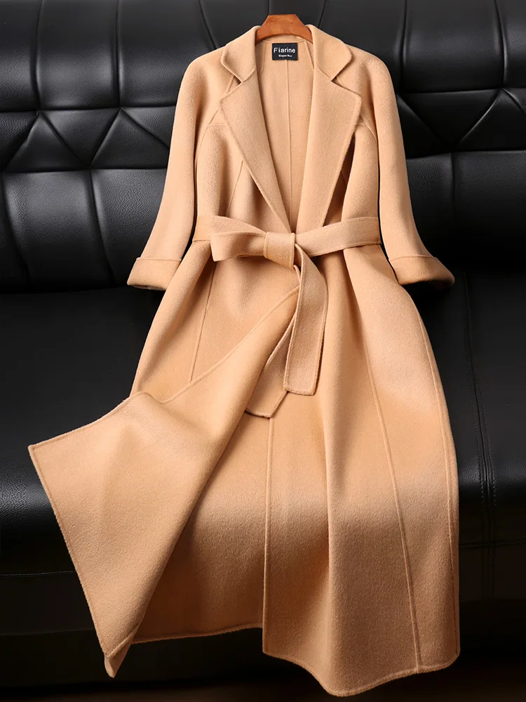 Korean Wool Style Long Coat Women Autumn Cashmere Female Coats Fashion Outwear Women's Clothing Manteau Femme WPY1226