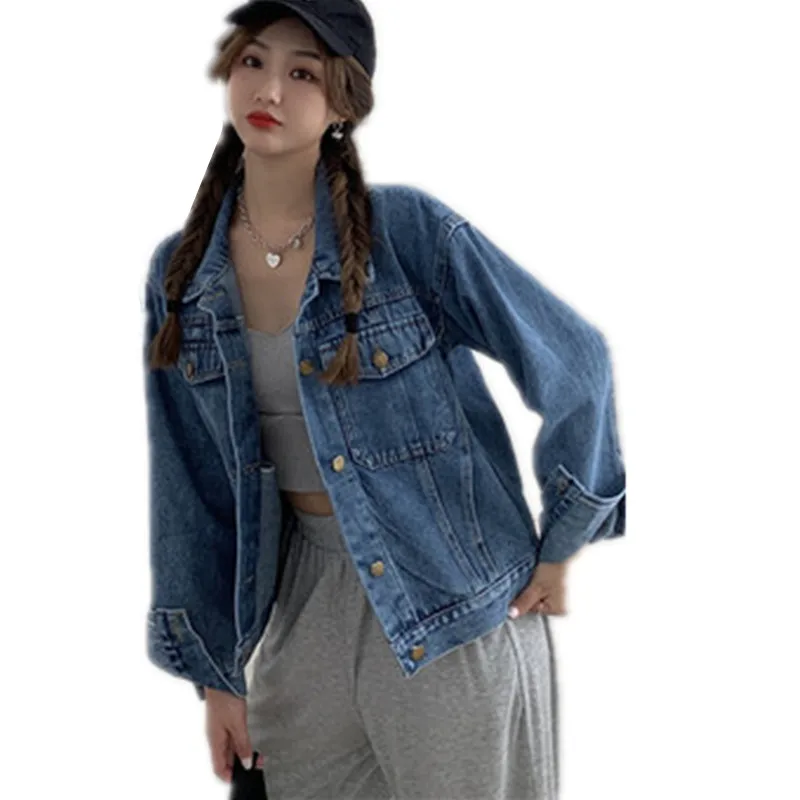 

Spring 2022 new short denim jacket female loose Korean student all-match jacket Solid color denim jacket A357