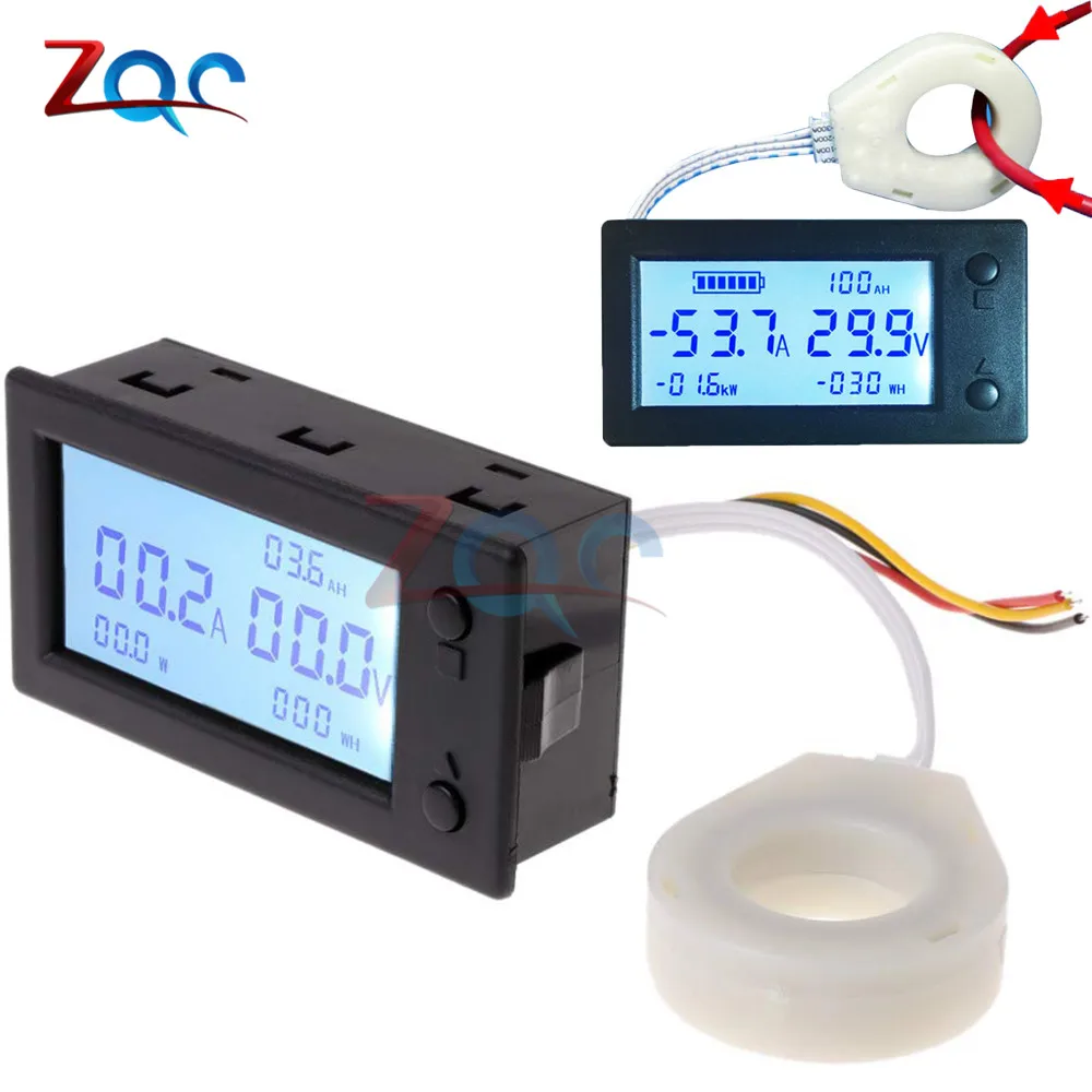 DC 300V 100A 200A 400A Digital Voltmeter Ammeter Battery Capacity Coulometer Power Electric Energy Watt Timer Hall Coulomb Meter