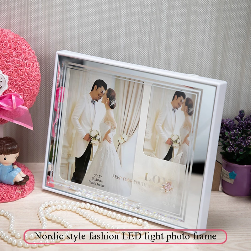 LED Backlit Acrylic Photo Frames 5 x 7 Wedding Photo Frames illuminate your photos and create ambience with colorful lighting.