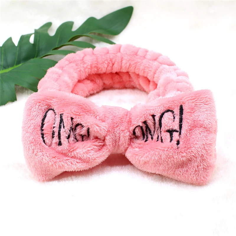 New Arrival Women Head Wrap Soft Coral Fleece Makeup Headband Washing Face Turban OMG Bow Hairband Hair Turban Accessories